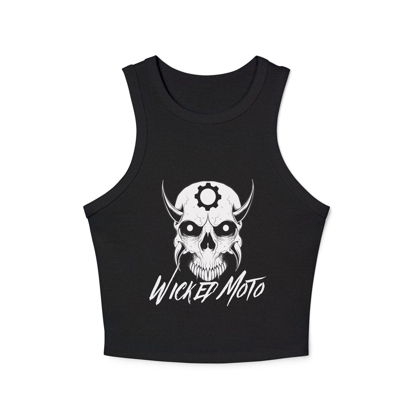 Wicked Moto Customs Logo Women's Micro Rib Racer Tank Top