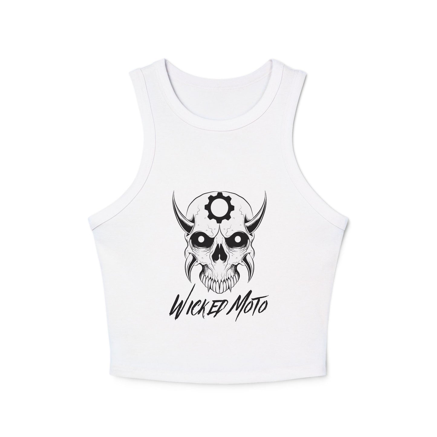 Wicked Moto Customs Logo Women's Micro Rib Racer Tank Top